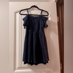 Navy Blue Off the Shoulder Dress
